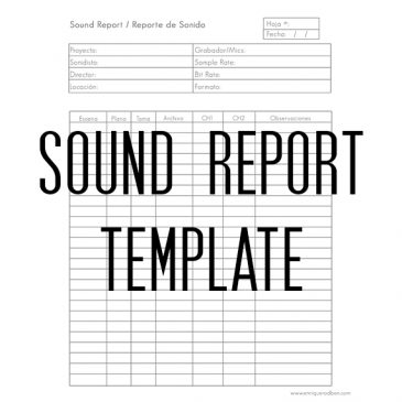 Hoja de anotación de Sonido – Sound Report template